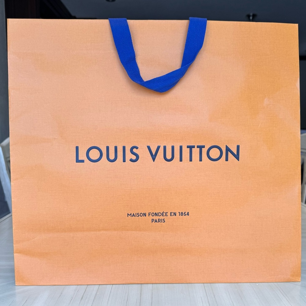Louis Vuitton Large 21” x 19” Paper Shopping Bag with Blue Fabric Handles